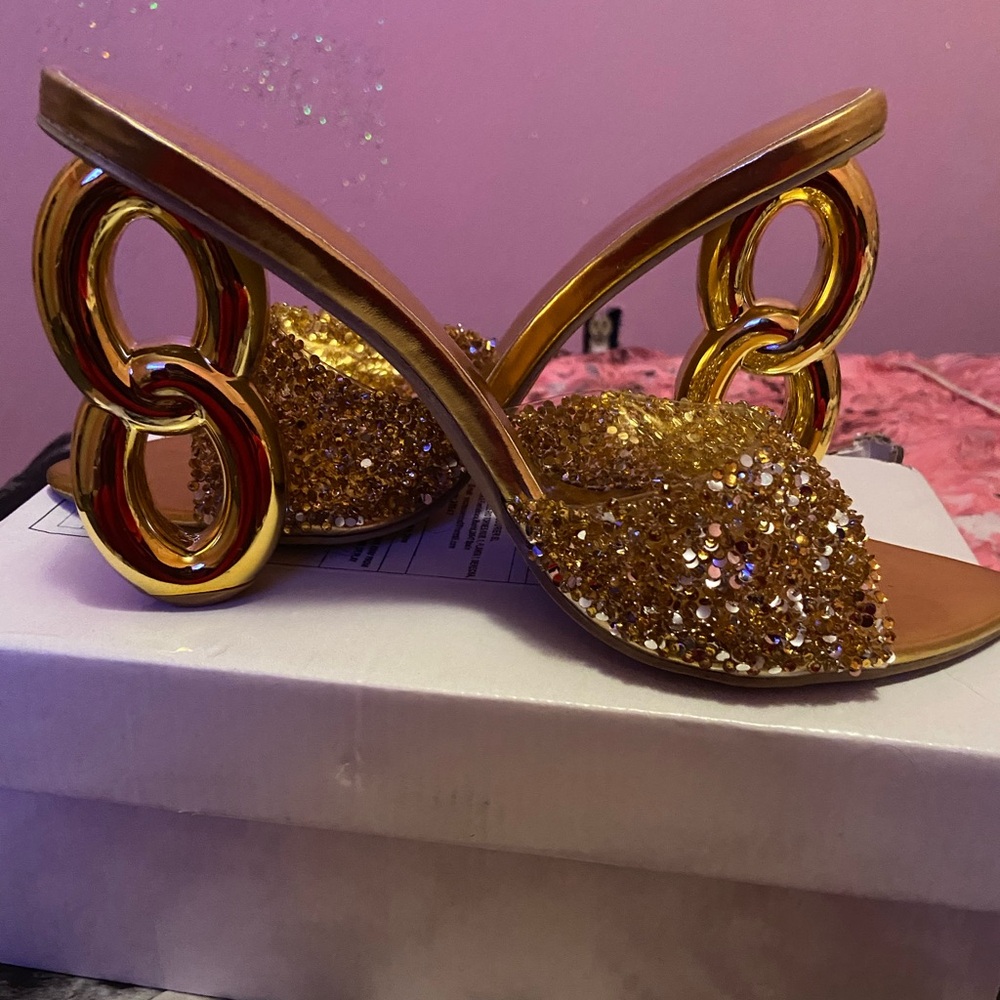 SHEIN Gold Strappy High Heel Sandals